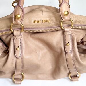 Miu Miu Leather Purse Vitello Lux Bow Bag Rose Blush Pink Leather